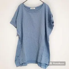 LEPSIM レプシィム　ボーダー　ブルー　半袖　Lサイズ　シンプル　ゆったり