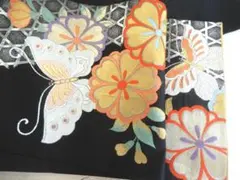 春の袋帯・黒地豪華・花と蝶・唐織・金箔