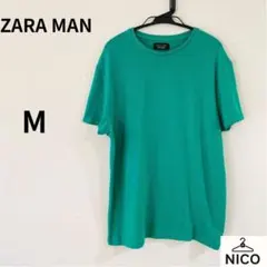 ZARA MAN ザラ 半袖 Mサイズ グリーン　半袖ニット　しっかり生地