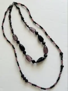 黒紫ビーズネックレス