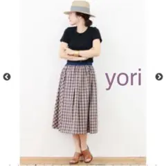 yori コットン チェック ギャザー スカートのサムネイル