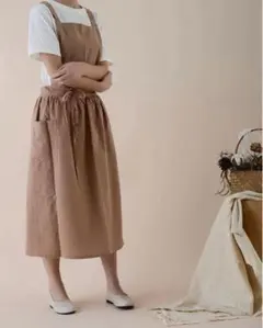 北欧ワンピース風エプロン　モカ　エプロン　新品未使用