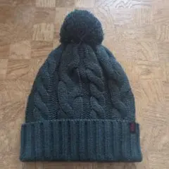 HIMALAYA　 ダークグリーン ケーブル編みニット帽