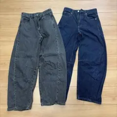 GU デニムパンツ 2本セット Sサイズ バレルレッグジーンズ レディースのサムネイル