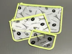 【FAUCHON フォション】クリアフラットポーチ　未使用！イエロー　3つセットのサムネイル