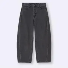 新品タグ付き GU バレルレッグジーンズB+EC 丈短め　ダークグレー