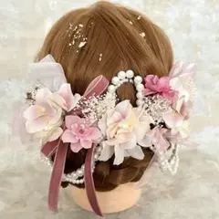 24 髪飾り 成人式 振袖 卒業式 袴 ピンク パール りぼん ヘアピン