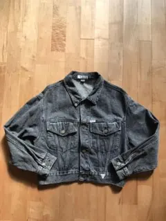 【希少】90' GUESS ゲス ブラックデニムGジャン S デニムジャケット