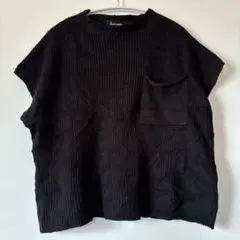 【美品】アンラベス レーヨン100%フレンチスリーブ ニットベスト ブラック M
