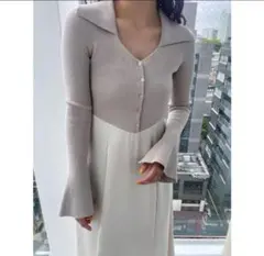 【完売品】カラーニットドッキングナローワンピース