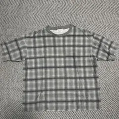THE SHOP TK チェック柄 半袖Tシャツ グレー