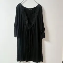 レア 希少 美品 XXXXL 4XL レースワンピ チュニック　黒