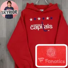 ファナティクス パーカー ロゴ 赤 M 裏起毛 ワシントンキャピタルズ ゆるだぼ