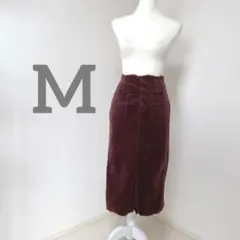 ヘザー コーデュロイスカート M ボルドー ロング　タイト　ハイウエストのサムネイル