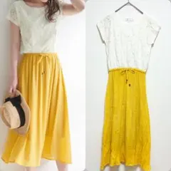 ROPÉ PICNIC レースドッキングワンピース　フレアワンピース　M