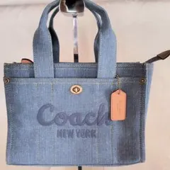 コーチハングタグ グラフィックプリントデニム キャンバストートバッグ