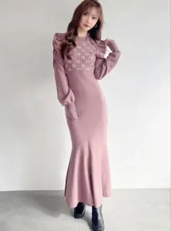 RESEXXY モノグラムマーメイドニットワンピース モカ