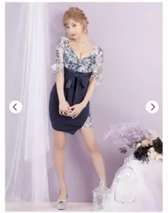 【試着のみ/タグ付き】DAZZY フラワー柄リボン付きドレス 3L