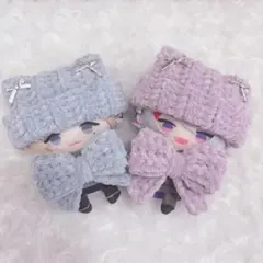 【薄紫キラセット】にじぱぺっと　ぬい帽子　ぬい服　ネコ耳　ニット帽 10cmぬい