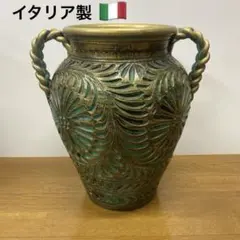 新品未使用　イタリア製傘立て　壺型　グリーン 陶器 かさ立て イタリア製 アンブレラスタンド グリーン×ゴールド