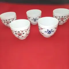 渋草焼　芳国舎　湯飲み 5個セット 花模様　芳国渋草　飛騨高山　②
