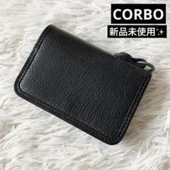 新品✨CORBO コルボ　コンパクトウォレット　二つ折り財布　レザー　ブラックのサムネイル
