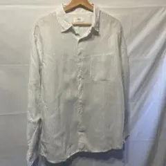 UNIQLO プレミアムリネン ストライプシャツ ホワイト×ブルー XXLサイズ