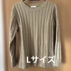 DRESKIP ベージュ ケーブル編み ニット 長袖　Lサイズ