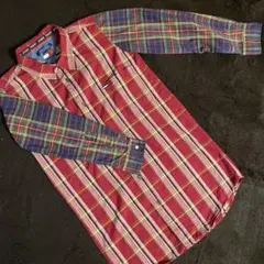TOMMY JEANS 赤、長袖チェックシャツ