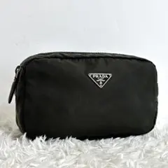 【美品】 PRADA ミニポーチ ナイロン 三角ロゴ グリーン
