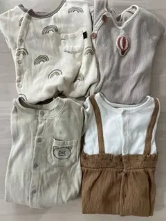 ロンパース　カバーオール　80センチ　まとめ売り　4枚セット　くすみ　ベージュ