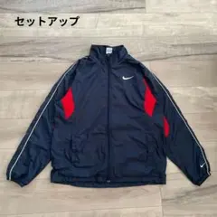00年代　NIKE　ナイキ　ナイロンセットアップ　ネイビー　レッド