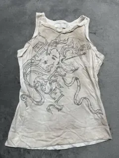 ジョンガリアーノオム ニューペーパー柄タンクトップ（ベージュ色