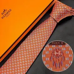 極美品　箱付き　希少　エルメス　ナロータイ　ファソネ　H柄　ジャガード　刺繍