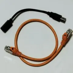 オレンジLANケーブルと黒USBケーブルセット