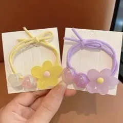 花モチーフ ヘアゴム 2個セット