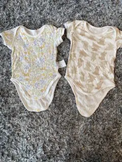 ベビー肌着 ロンパース肌着花柄 うさぎ柄2枚セット　70cm