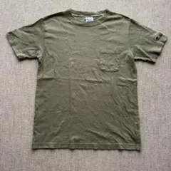 龍*様 チャンピオン 定番 ポケT S カーキ オリーブ Cロゴ 古着