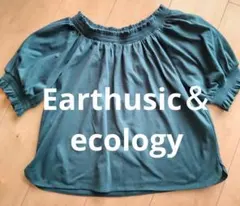 バルーン袖トップスМ濃緑アースミュージック＆エコロジー