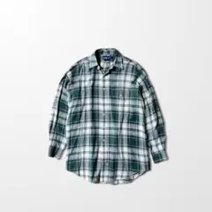 ラルフローレン シャツ L相当 チェック柄 リネン100% 緑×ピンク　古着