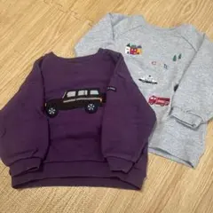 プティマイン はたらくくるま 刺繍トレーナー 100 2枚セット