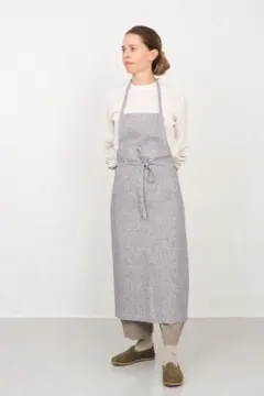 fog linen work リネン フルエプロン グレーホワイトストライプのサムネイル