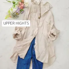 美品＊UPPER HIGHTS＊ライトベージュ＊リネンシャツ＊長袖シャツのサムネイル