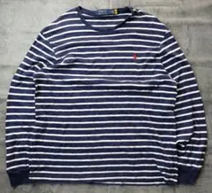 POLO Ralph LaurenボーダーロンTネイビー白ポニー刺繍ユニセックス