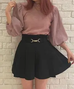 one way abc une face サイドプリーツキュロット