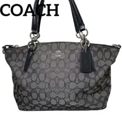 コーチ　トートバッグ　シグネチャー　キャンバス　レザー　黒　ブラック