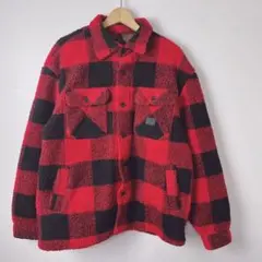ディッキーズ　バッファローチェック　ボアジャケット　裏地中綿キルティング　古着
