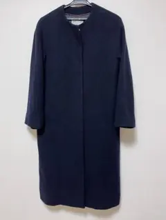 BEAMS LIGHTS ウール ノーカラーコート ネイビー 36サイズ