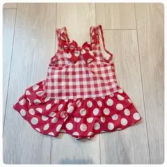 ドットチェック　ピンク　水着　90㎝