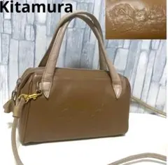 キタムラ 犬 アニマル ショルダーバッグ ハンドバッグ 2way 斜め掛けレザー